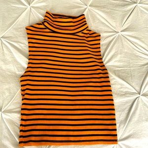 Size SMALL Zara striped sleeveless crop turtle neck, yellow/gold and black.